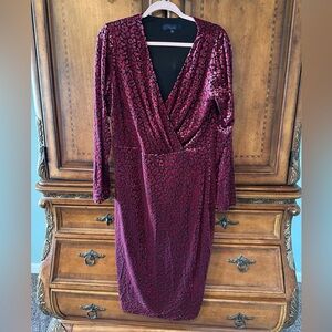 RACHEL Rachel Roy pink/mauve Velvet Leopard-Print Wrap Dress